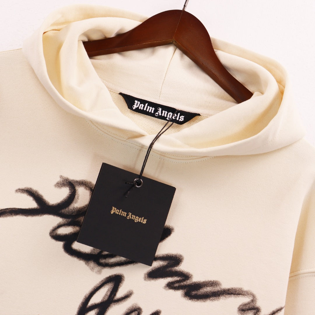 Palm Angels Foggy PA Cotton Hoodie – Beige Men's Logo Hoodie