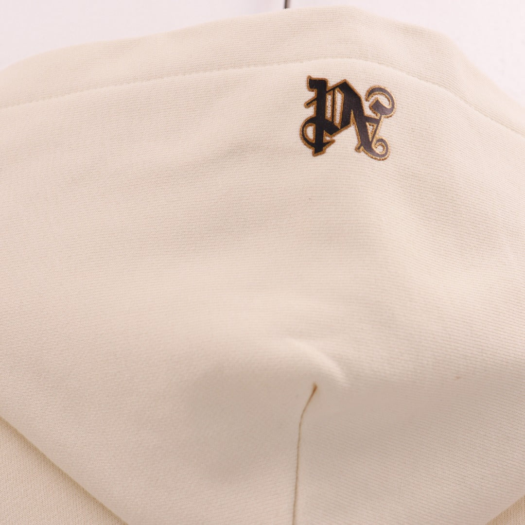Palm Angels Foggy PA Cotton Hoodie – Beige Men's Logo Hoodie