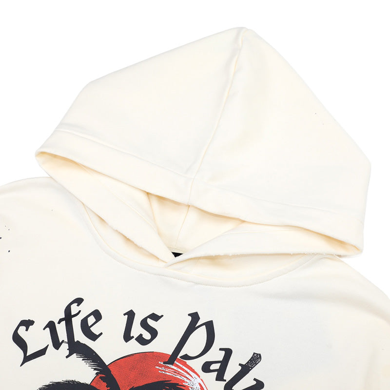 Palm Angels Paint Splatter Slogan Hoodie – Beige