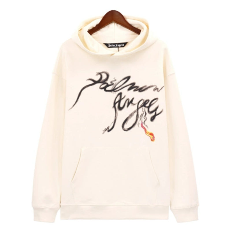 Palm Angels Foggy PA Cotton Hoodie – Beige Men's Logo Hoodie