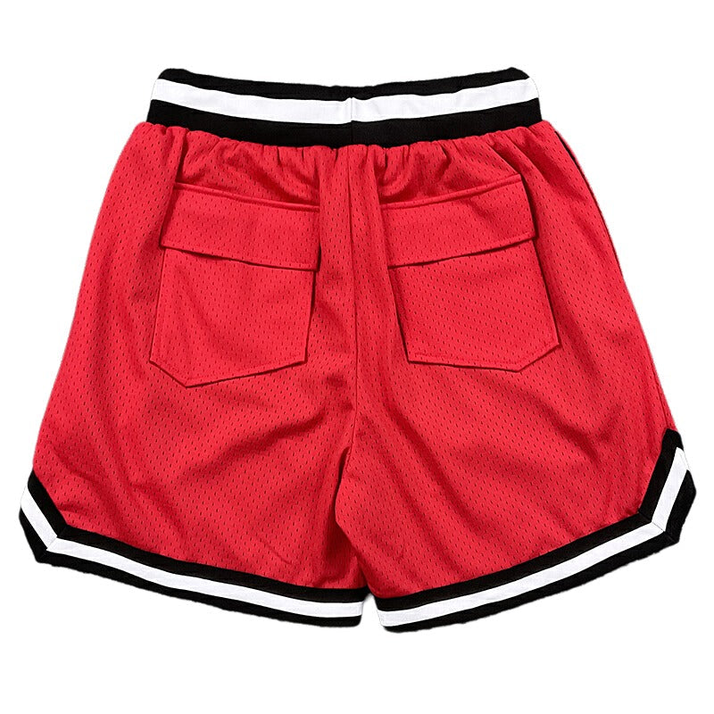 RHUDE Collegiate Arch Logo Mesh Basketball Shorts – Red