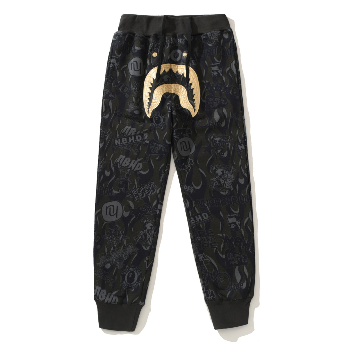 BAPE Gold Letter Print Full-Length Pants