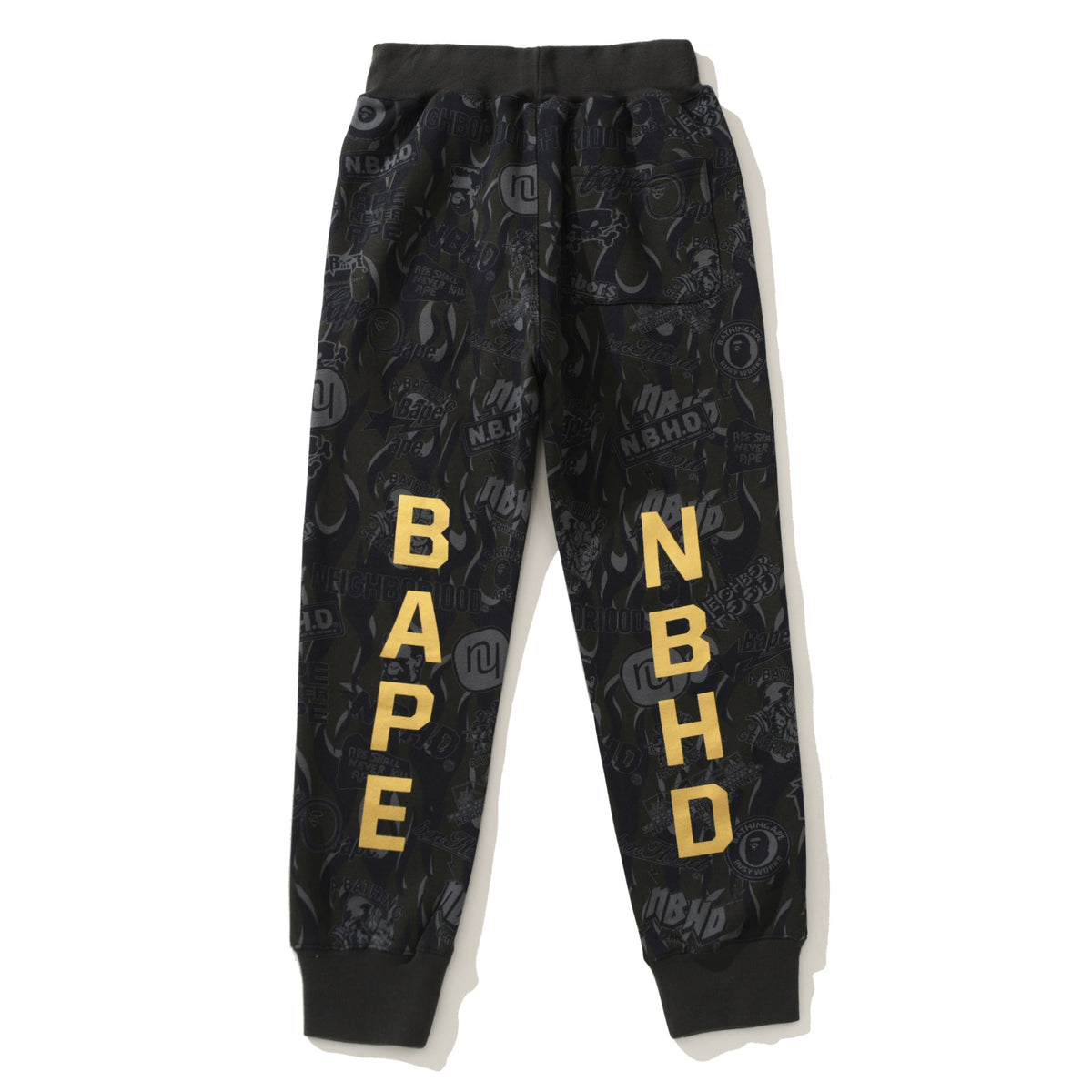 BAPE Gold Letter Print Full-Length Pants