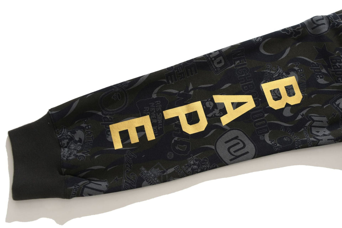 BAPE Gold Letter Print Full-Length Pants