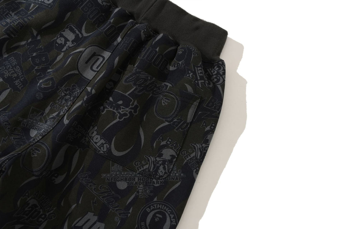 BAPE Gold Letter Print Full-Length Pants