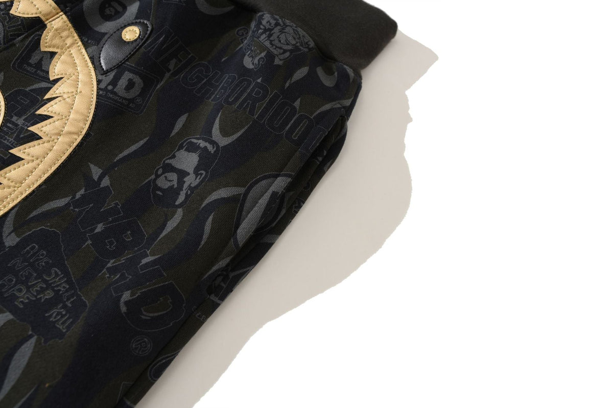 BAPE Gold Letter Print Full-Length Pants