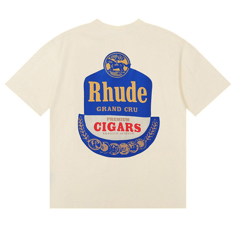 RHUDE Logo-Print Cotton T-Shirt – Black / Apricot / White