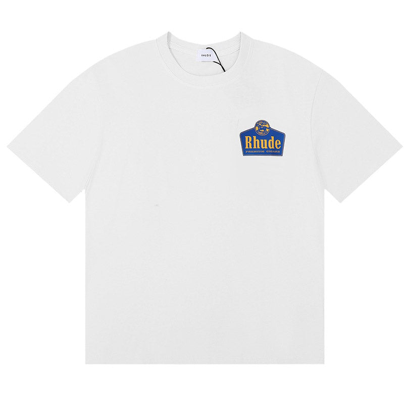 RHUDE Logo-Print Cotton T-Shirt – Black / Apricot / White