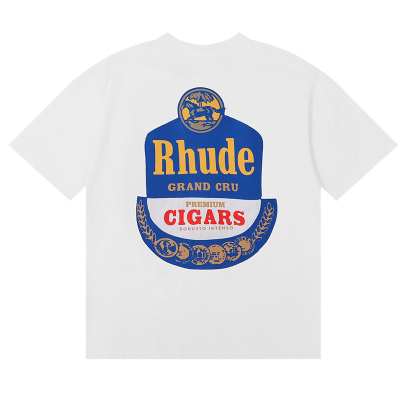 RHUDE Logo-Print Cotton T-Shirt – Black / Apricot / White