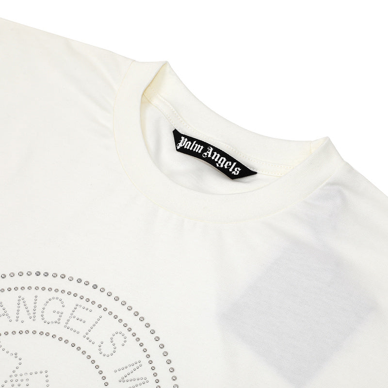 Palm Angels Milano Stud Logo T-Shirt – Off White | 100% Cotton