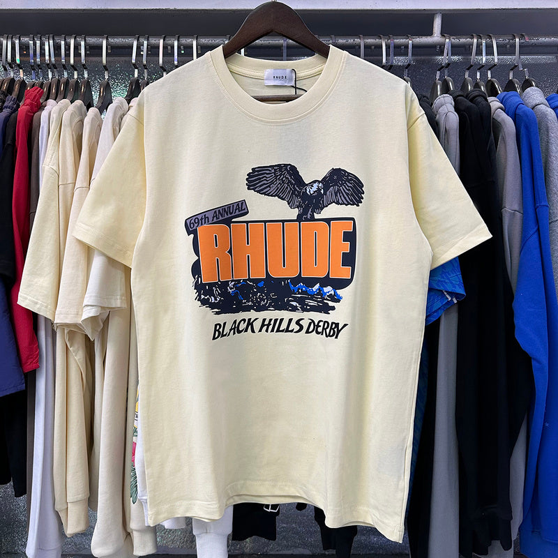 RHUDE Black Hills Rally T-Shirt – White / Apricot / Black
