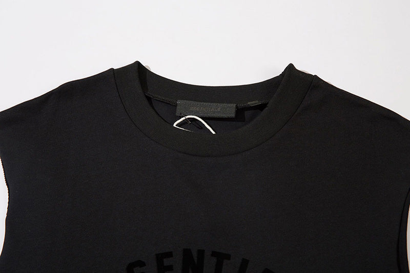 Fear of God Flocked Letter Crew Neck Sleeveless T-Shirt – Black / Khaki (Vol. 2)