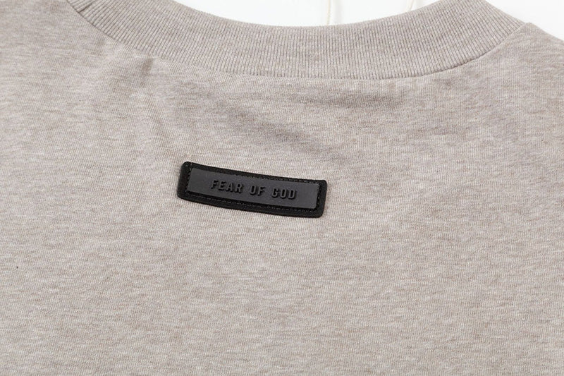 Fear of God Flocked Small Letter Print Sleeveless T-Shirt – Flowery Gray / White / Khaki