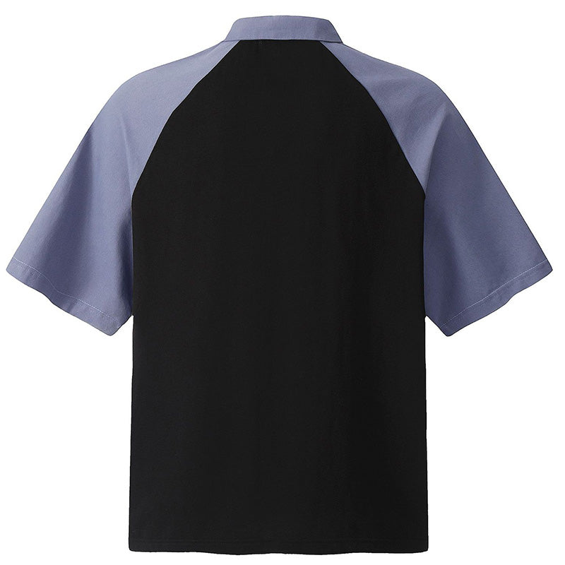 Fear of God Spliced FG Patch Embroidered Polo Shirt – Black / Slate Blue
