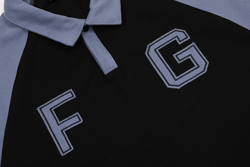 Fear of God Spliced FG Patch Embroidered Polo Shirt – Black / Slate Blue