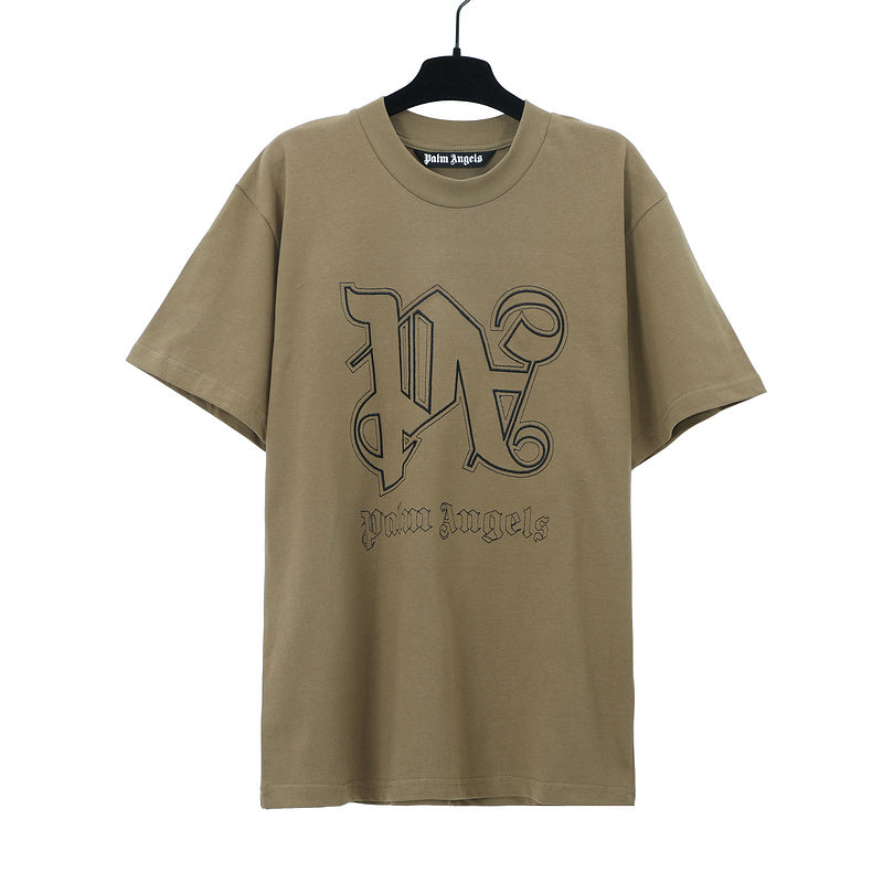 Palm Angels Monogram Statement T-Shirt – Khaki | 100% Cotton