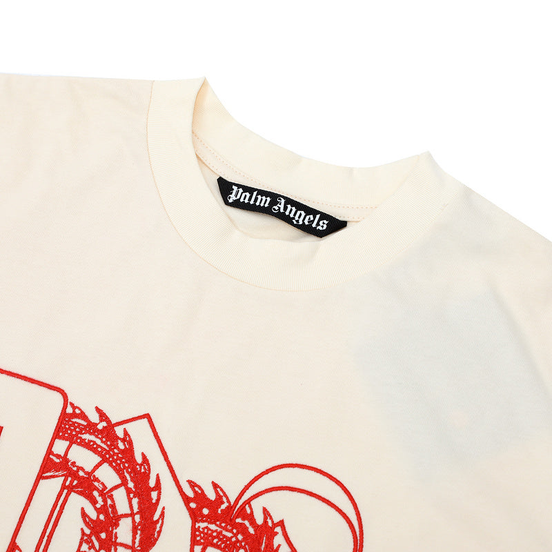 Palm Angels Dragon Monogram T-Shirt – Apricot | 100% Cotton
