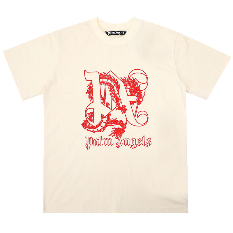 Palm Angels Dragon Monogram T-Shirt – Apricot | 100% Cotton