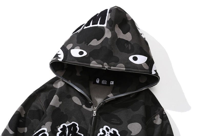 BEP x BAPE Color Camo Shark Full-Zip Hoodie