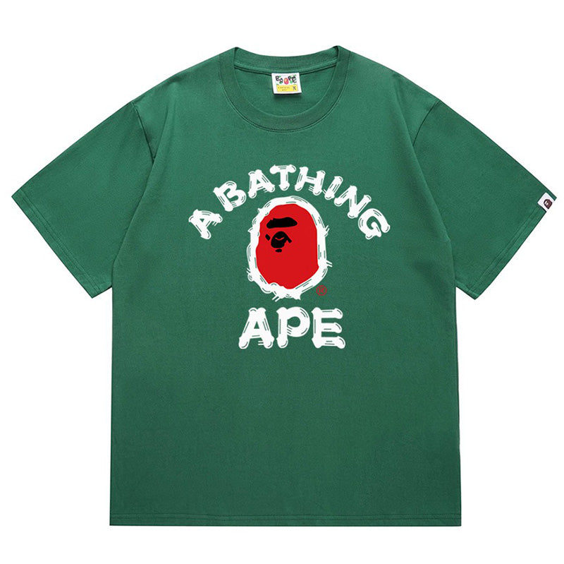 BAPE Brush College Tee - Green, Khaki & Orange