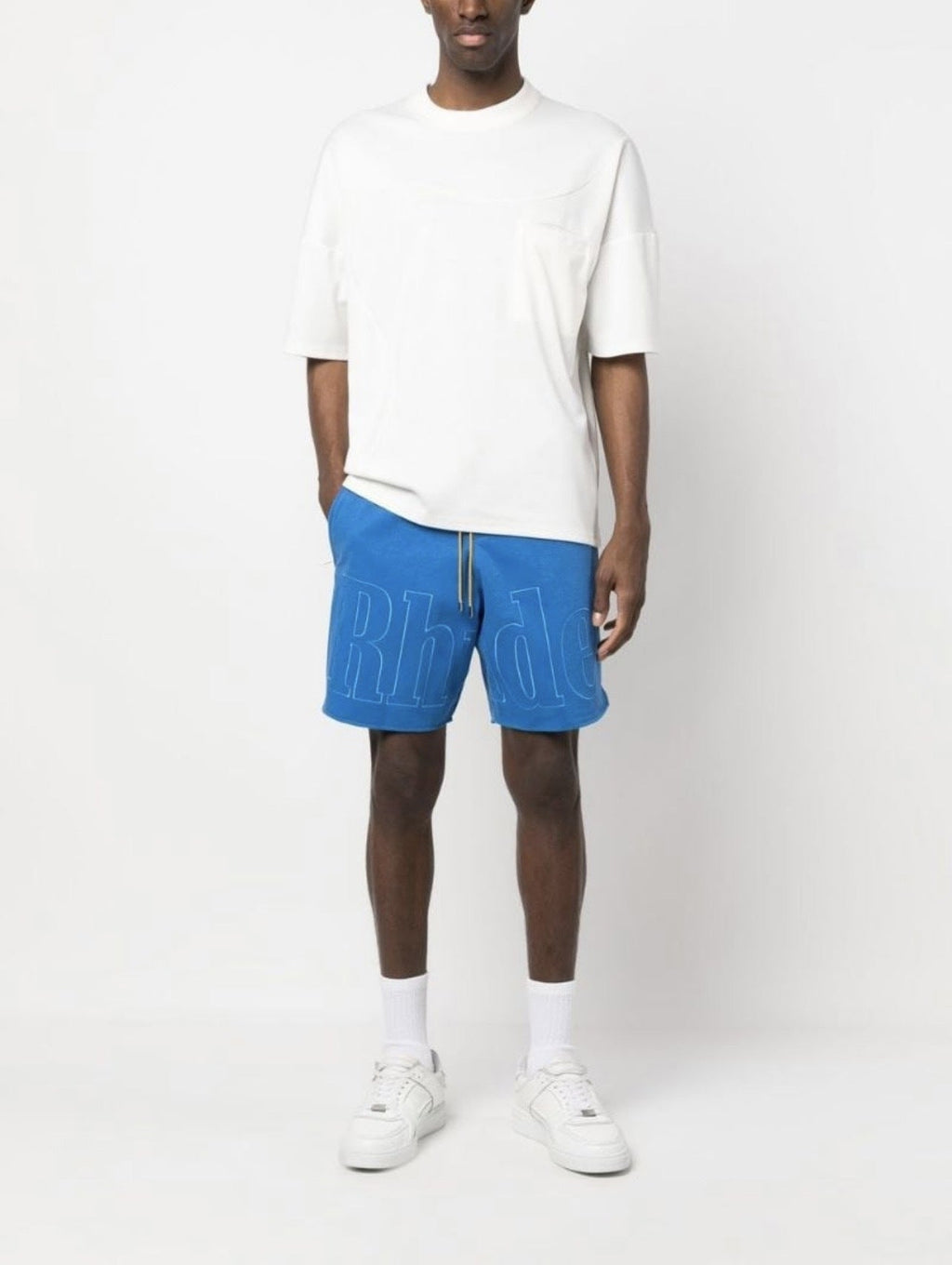 RHUDE Tonal Logo-Print Drawstring Swim Shorts – Blue