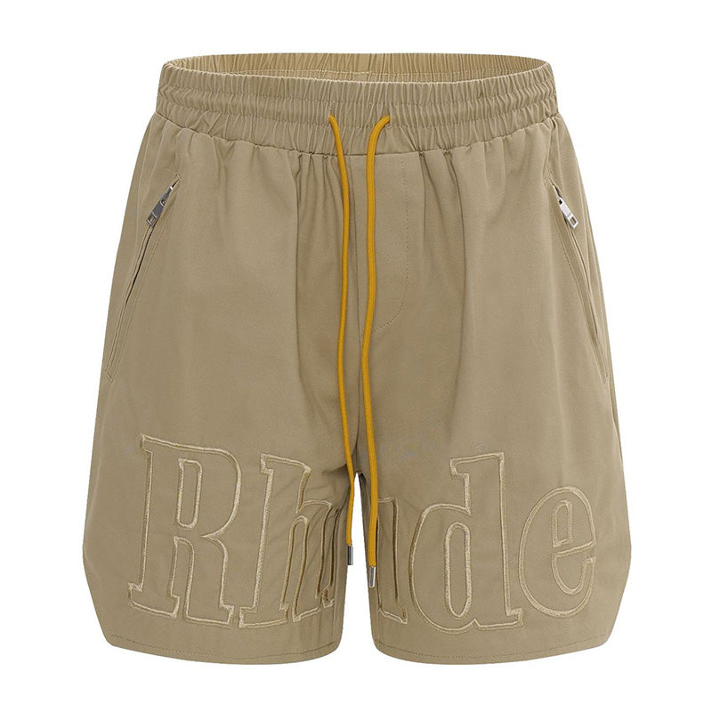 RHUDE Tonal Logo-Print Drawstring Swim Shorts – Khaki