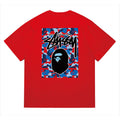 BAPE x Stussy Ape Head Tee - Red & Gray