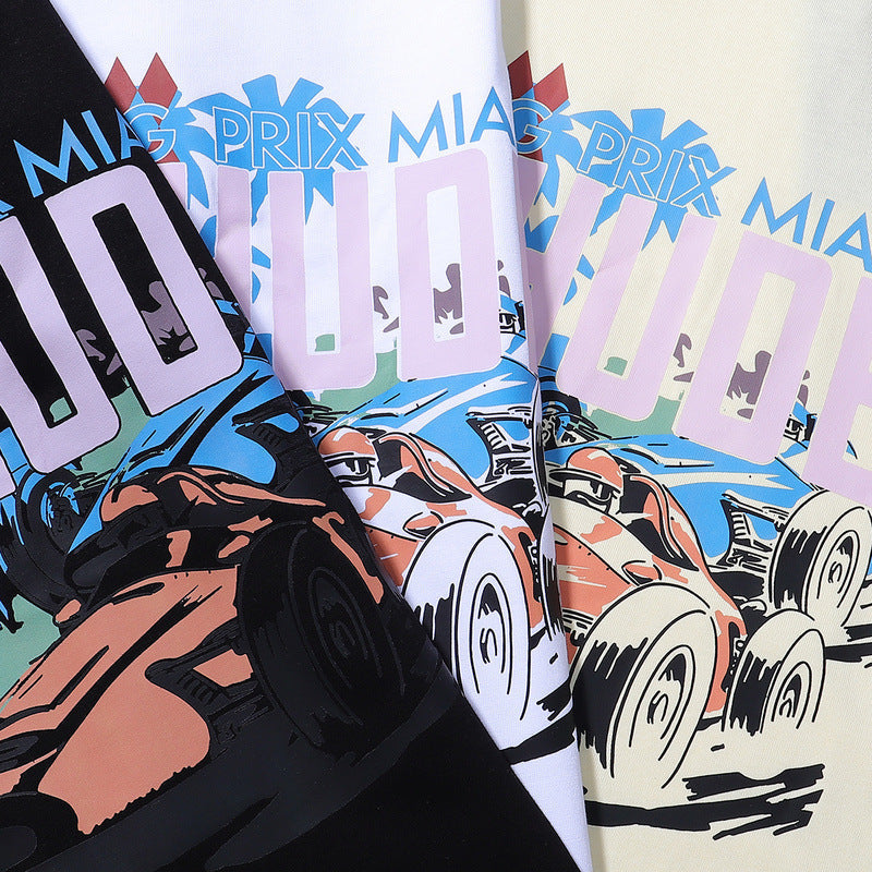 RHUDE Miami Grand Prix Cotton T-Shirt – White / Black / Apricot