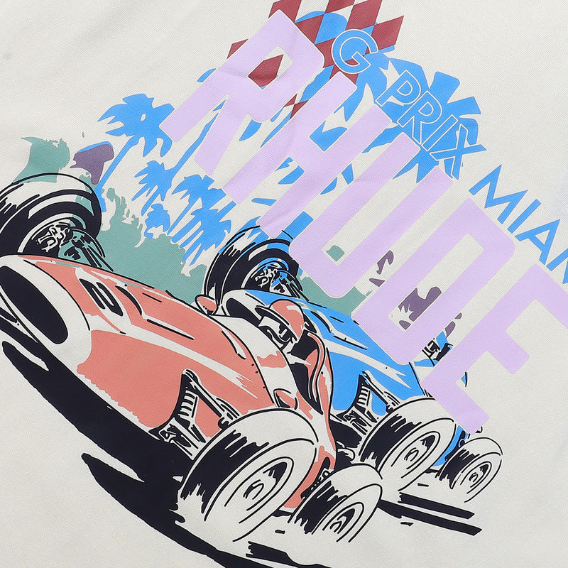 RHUDE Miami Grand Prix Cotton T-Shirt – White / Black / Apricot