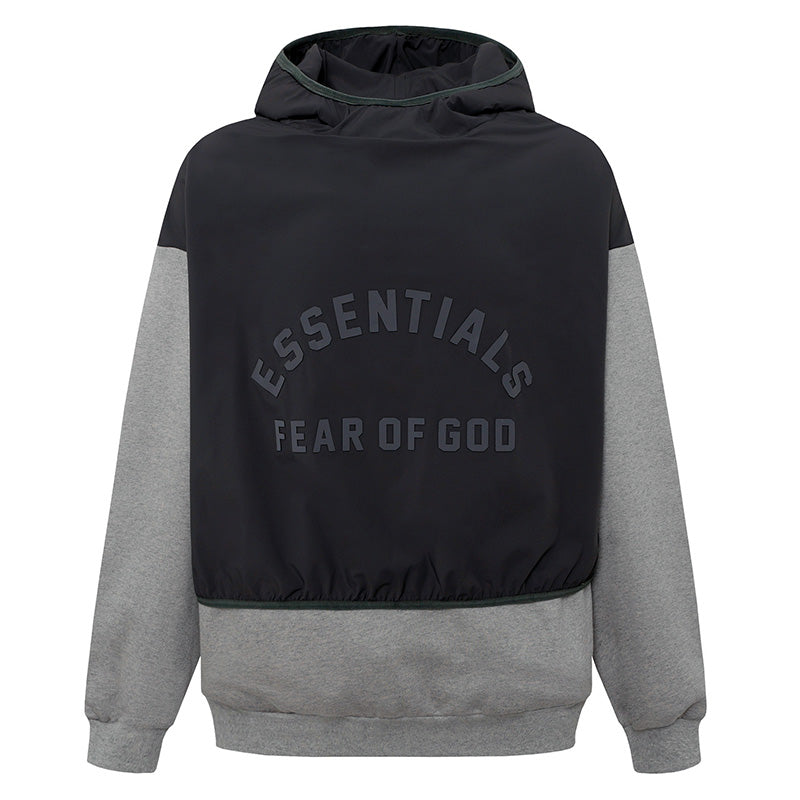 Fear Of God Essentials Nylon-Paneled Fleece Hoodie – Black-Grey / Black-Olive