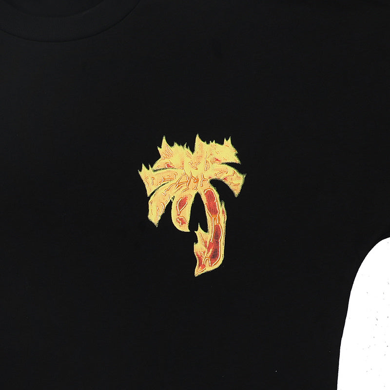 Palm Angels Burning Palm Tree Chest Logo Oversized T-Shirt