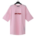 Palm Angels Velvet Embroidered Gothic Logo Oversized T-Shirt – Pink