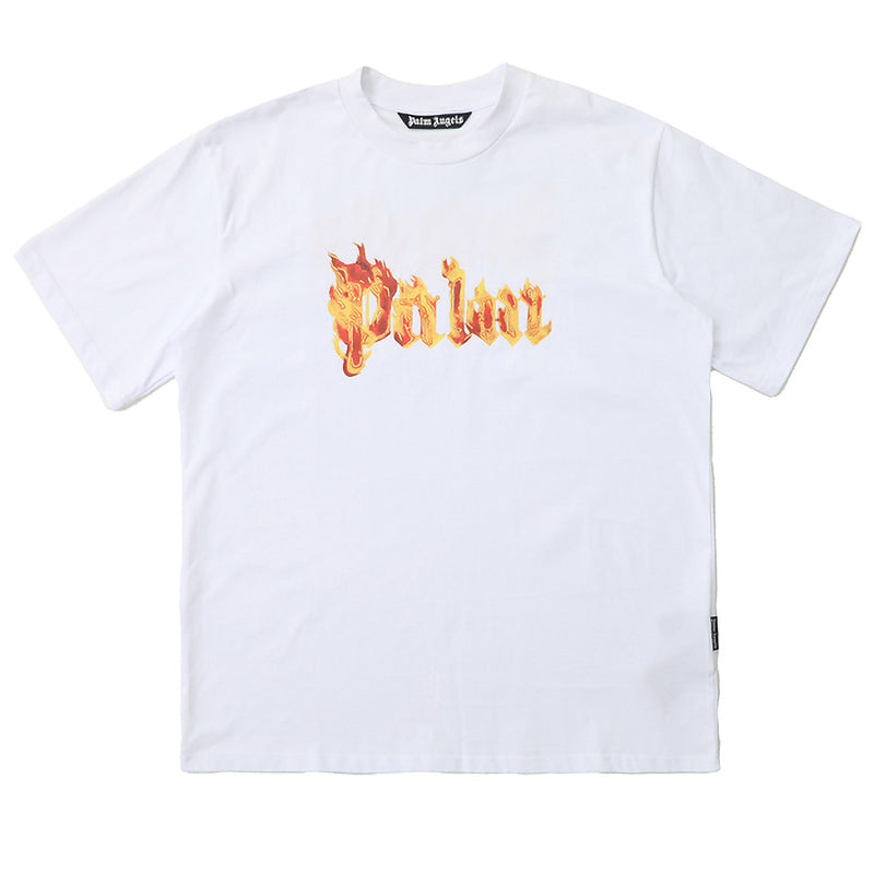 Palm Angels Burning Palm Flame Gothic Logo T-Shirt