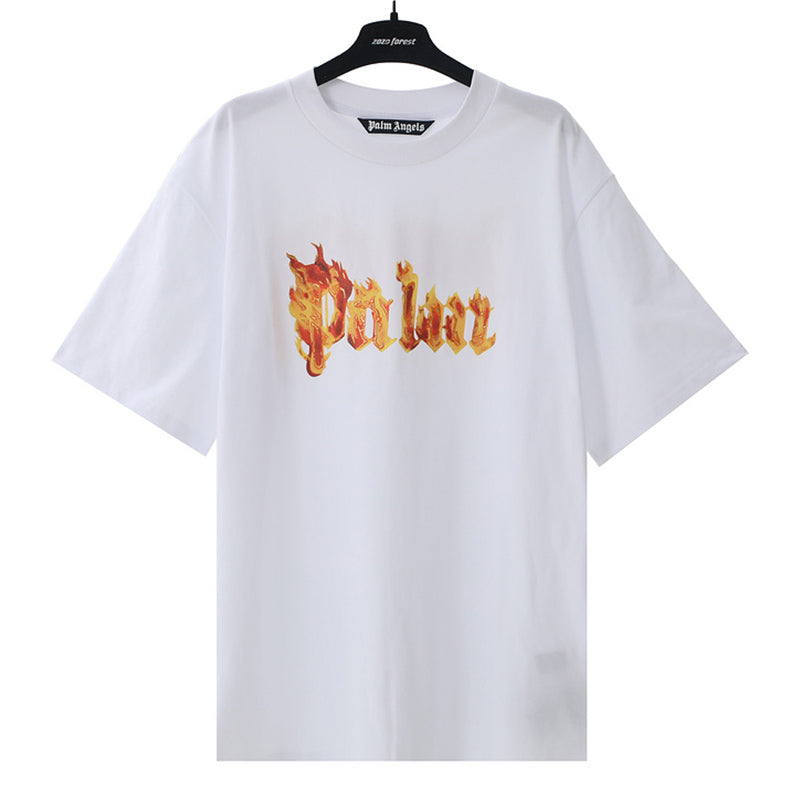 Palm Angels Burning Palm Flame Gothic Logo T-Shirt