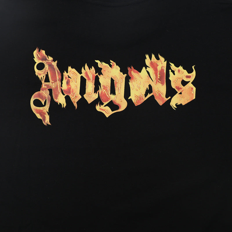 Palm Angels Burning Palm Flame Gothic Logo T-Shirt