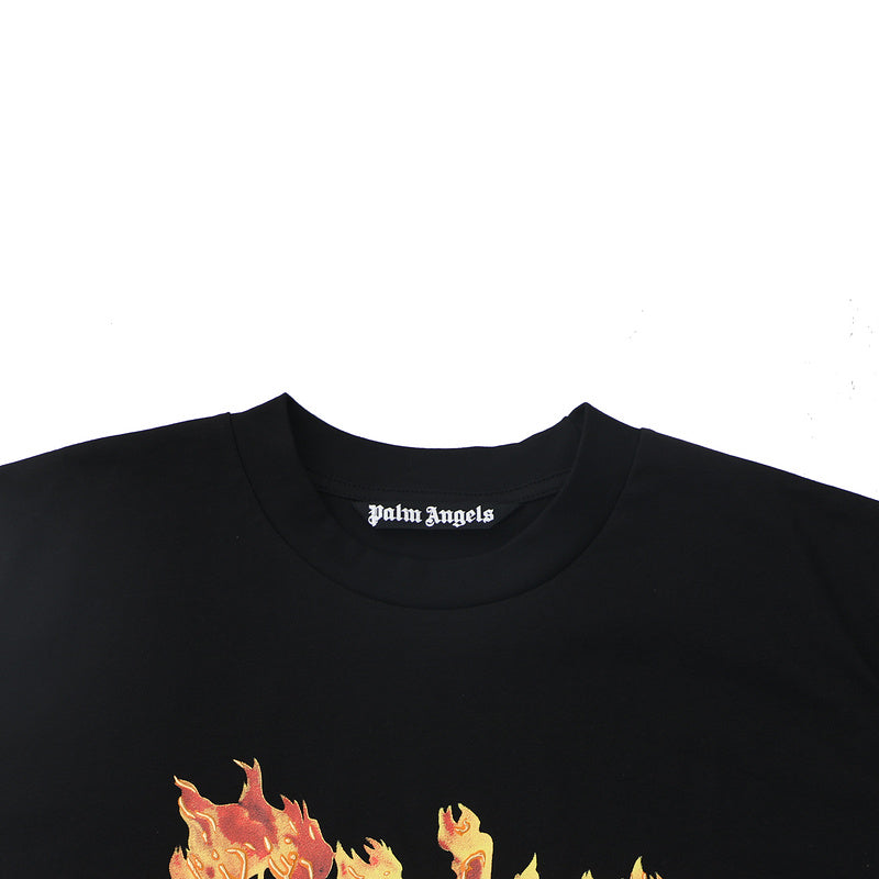 Palm Angels Burning Palm Flame Gothic Logo T-Shirt