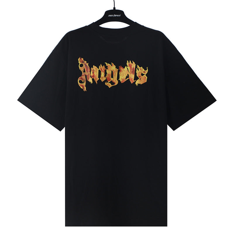 Palm Angels Burning Palm Flame Gothic Logo T-Shirt