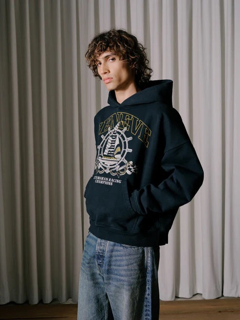 RHUDE Geneve Catamaran Racing Champions Graphic Hoodie – Black