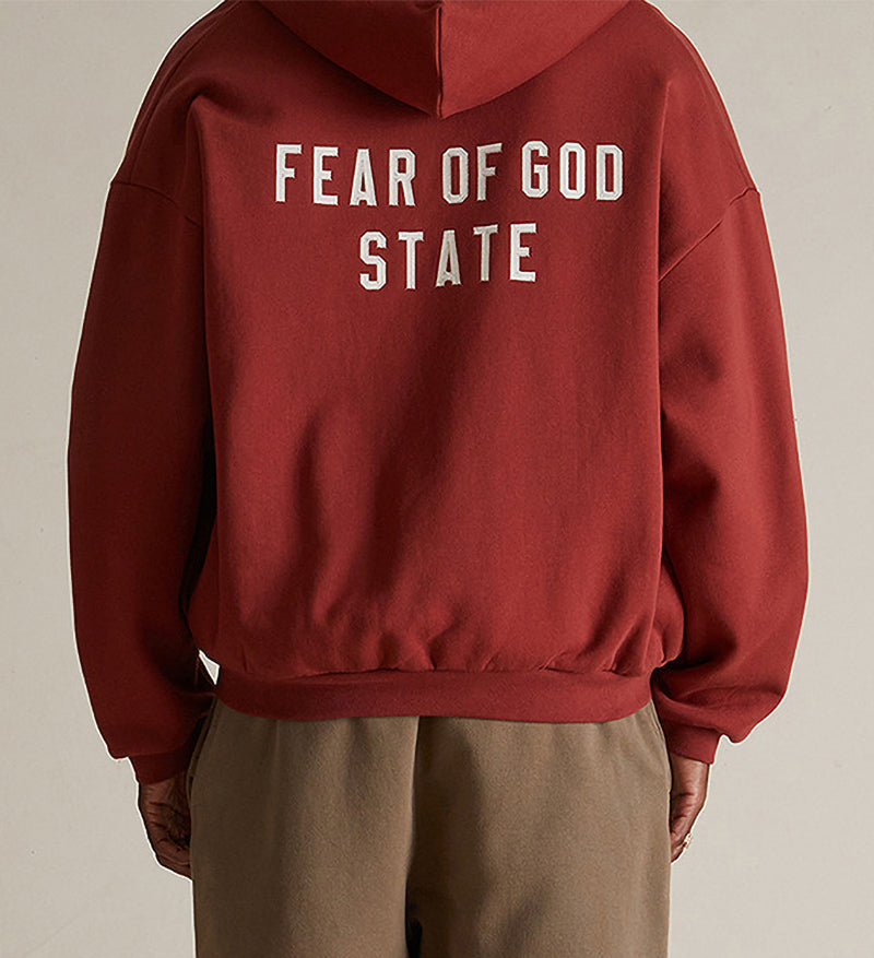 Fear Of God STATE Full-Zip Hoodie – Crimson Red