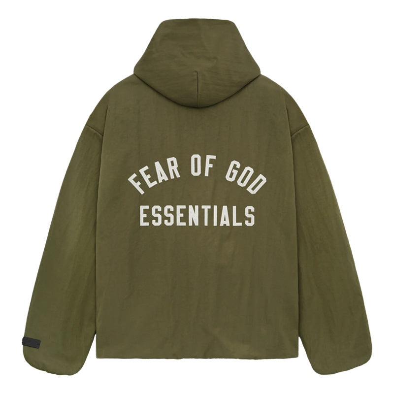 Fear Of God Essentials Arch Logo Hooded Jacket – Military Olive
