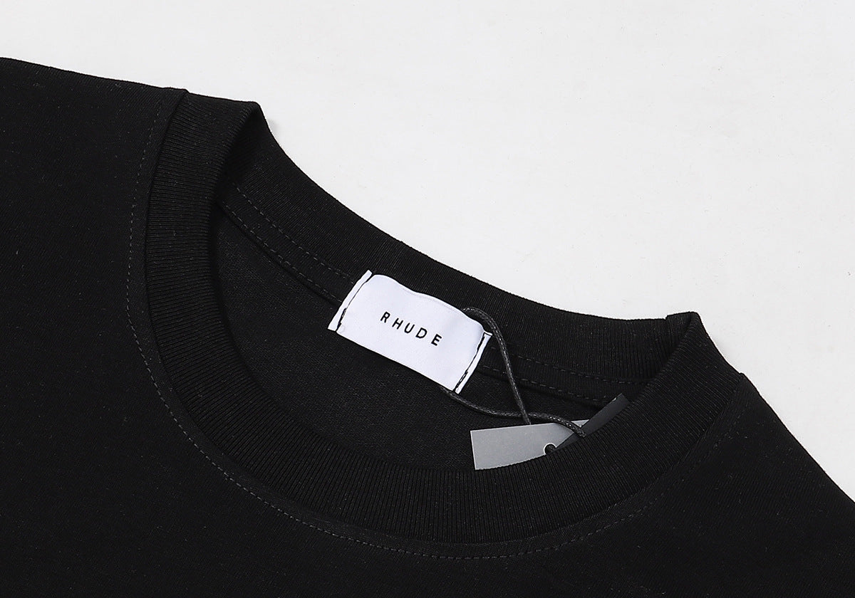 RHUDE Bay of Angels Yacht Club Graphic T-Shirt – Apricot / Black / White