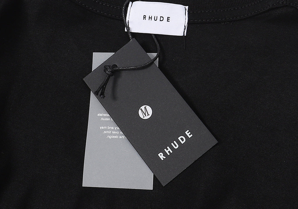 RHUDE Bay of Angels Yacht Club Graphic T-Shirt – Apricot / Black / White