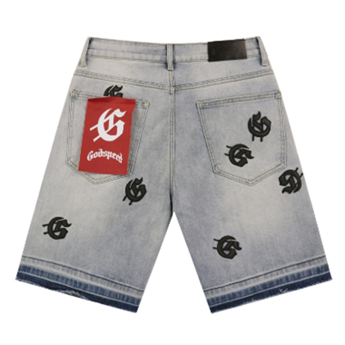 GODSPEED Denim Shorts – Slim Fit Cotton Blend Short with Frayed Detail