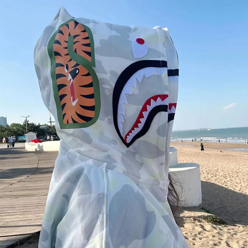BAPE Glow Camo Shark Wide Full-Zip Double Hoodie