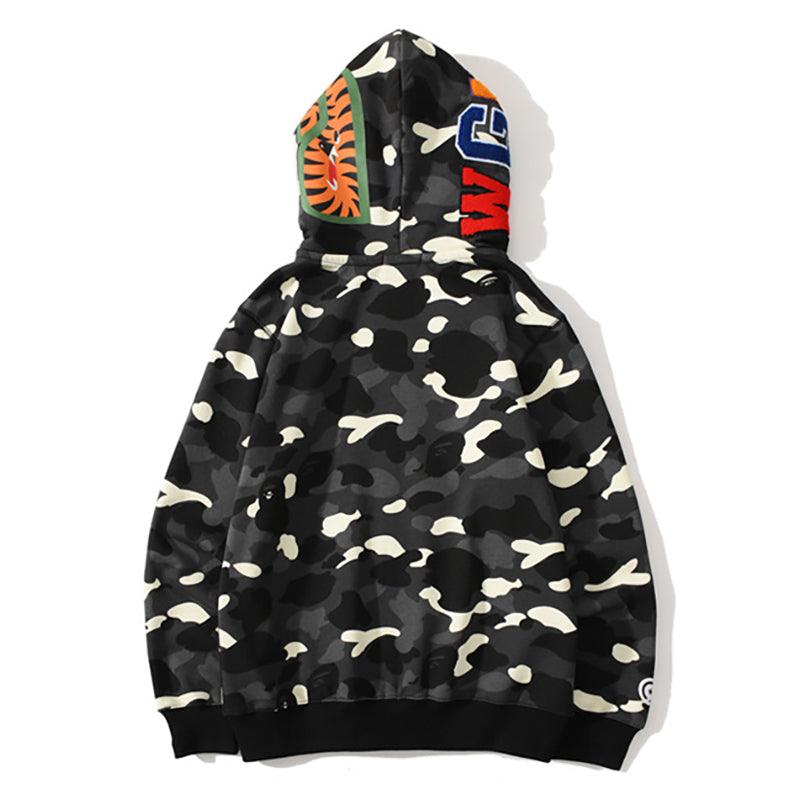 BAPE Glow Camo Shark Wide Full-Zip Double Hoodie
