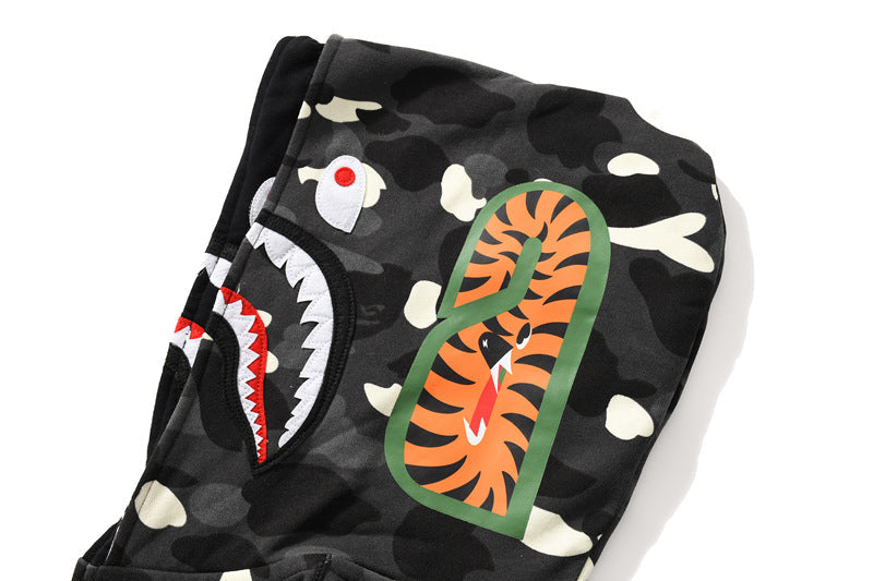 BAPE Glow Camo Shark Wide Full-Zip Double Hoodie