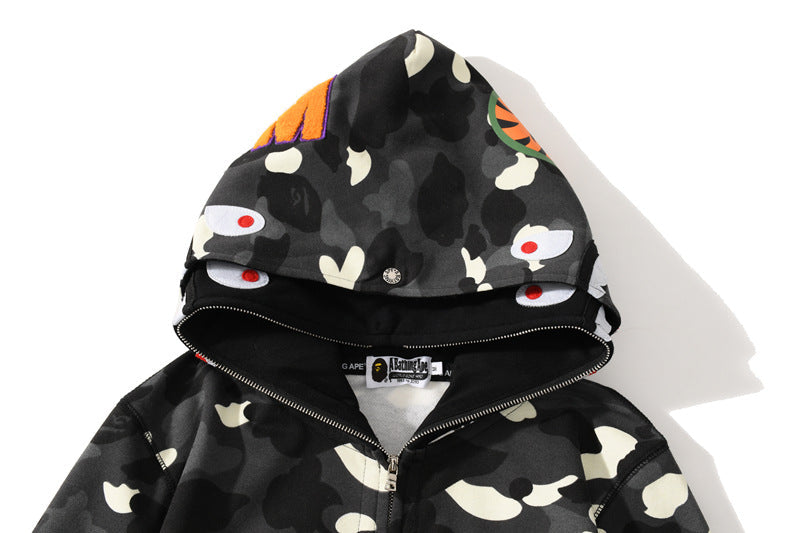BAPE Glow Camo Shark Wide Full-Zip Double Hoodie