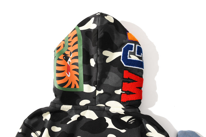 BAPE Glow Camo Shark Wide Full-Zip Double Hoodie