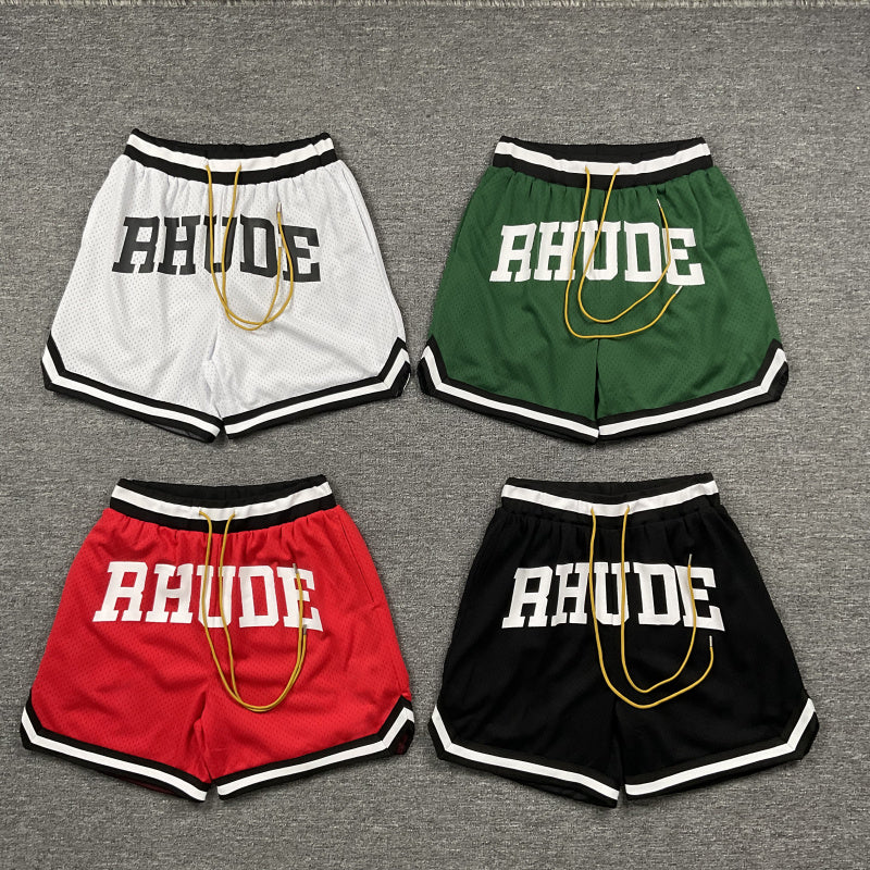 RHUDE Collegiate Arch Logo Mesh Basketball Shorts – Green