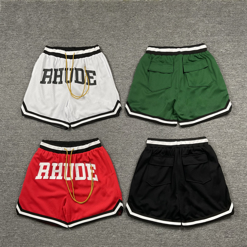 RHUDE Collegiate Arch Logo Mesh Basketball Shorts – White